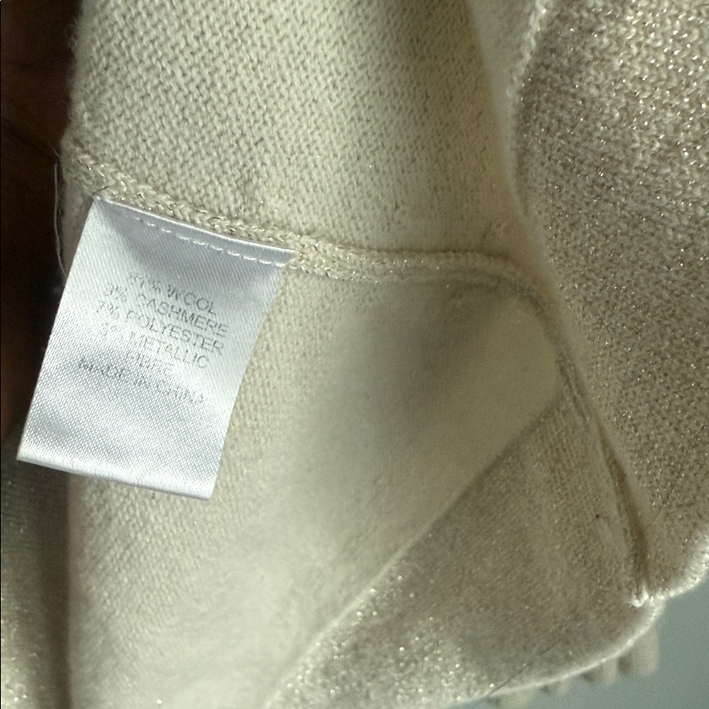 Tuckernuck Ivory Shimmer Edie Ruffle Sweater Large - Picture 6 of 8